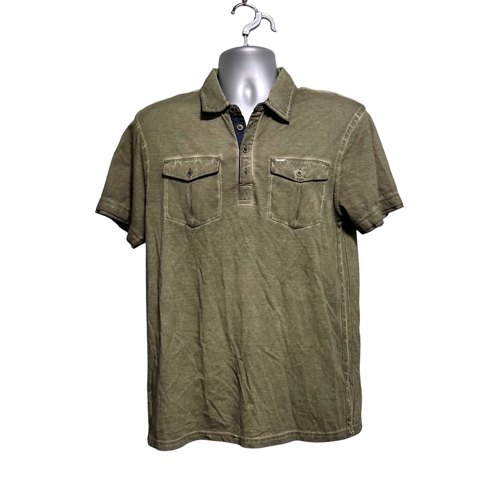 BUFFALO DAVID BITTON Men's Kabad Short Sleeve Polo Shirt Olive Green Sz M NWT